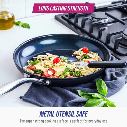 Blue Diamond Cookware Hard Anodized Ceramic Nonstick, 10" Frying Pan Skillet, PFAS-Free, Dishwasher Safe, Oven Safe, Grey