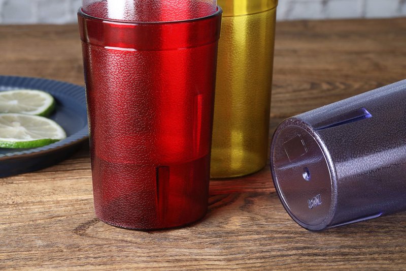 New Star Foodservice Restaurant-Grade Polycarbonate Beverage Tumblers, 8 oz, Red, Set of 12