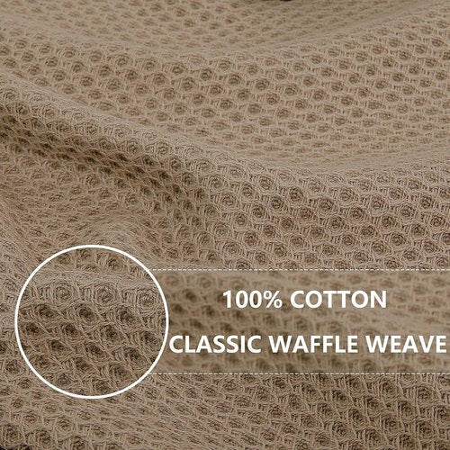Homaxy 100% Cotton Waffle Weave Kitchen Dish Towels, Ultra Soft Absorbent Quick Drying Cleaning Towel, 13 x 28 Inches, 4-Pack, Tan