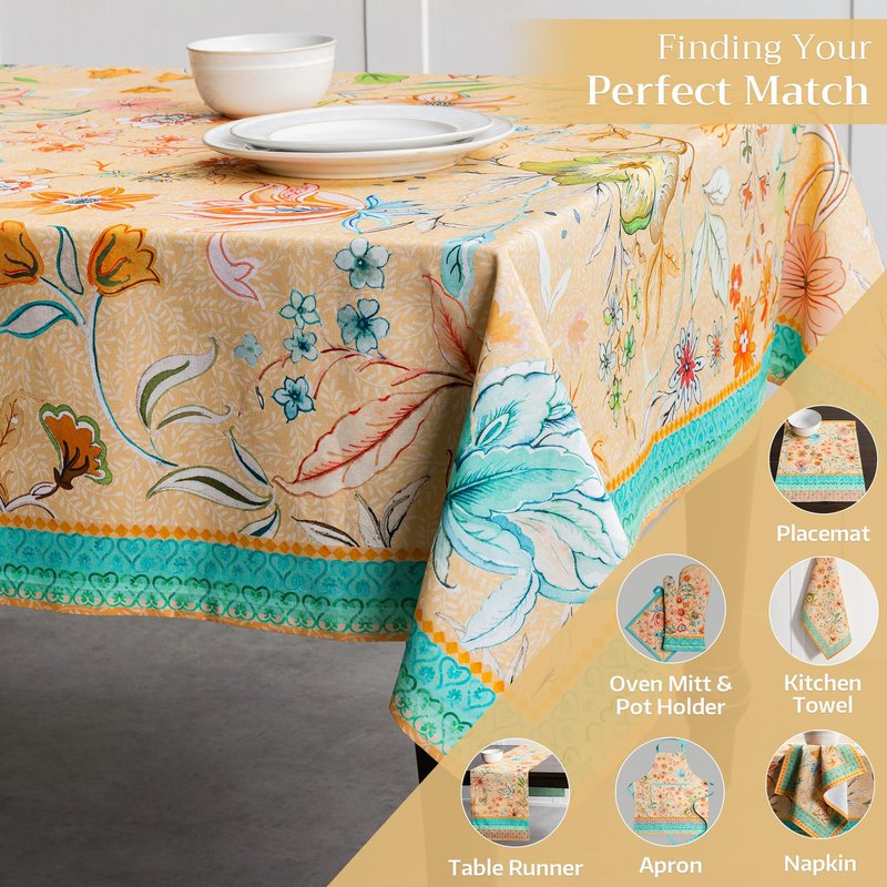 Maison d' Hermine Table Cloth Square Table 100% Cotton 54 x 54 Inches Tablecloth Reusable Decorative for Dining Kitchen Room Farmhouse Home Gifts for Mothers Day Spring Summer - Luxury Loft - Peach