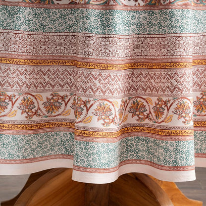 Maison d' Hermine Table Cloth Round Table 100% Cotton 63 Inches Fall Tablecloth Reusable Everyday Use for Thanksgiving Christmas Decorations Dining Farmhouse Party (Nila)