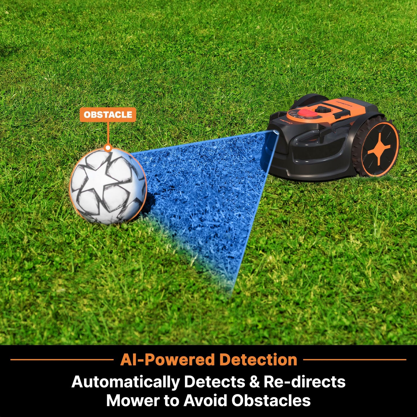 LawnMaster OcuMow 400 Series Robot Lawn Mower with Optical Navigation & Systematic Cutting – VBRM601YCM AD