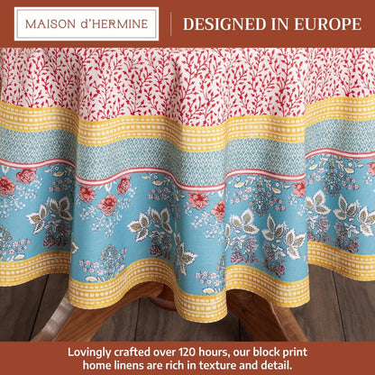 Maison d' Hermine Table Cloth Round Table 100% Cotton 69 Round Inches Tablecloth Reusable Decorative for Dining Kitchen Room Farmhouse Home Gifts for Mothers Day Spring Summer - Marquise