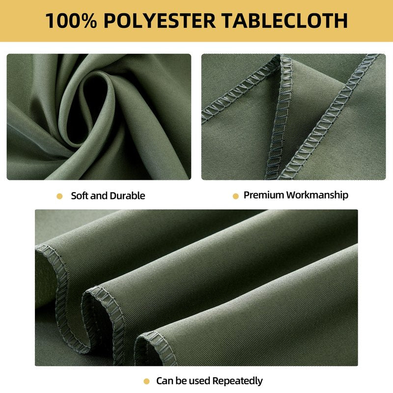 ZarzaaSik 10-Pack Round 108-inch Sage Green Table Cloths, Solid Stain and Wrinkle Resistant Circular Tablecloth, Premium Plain Weave Polyester Fabric Table Linen Covers for Hotel, Banquet