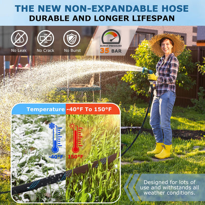KETTOYA Non-Expanding Garden Hose 100 ft, Kink Free Flexible Water Hose with 10-Pattern Spray Nozzle, Lightweight Hose Pipe, Leak Proof, 3/4" Swivel Connectors, Super Fabric, Portable Storage Strap