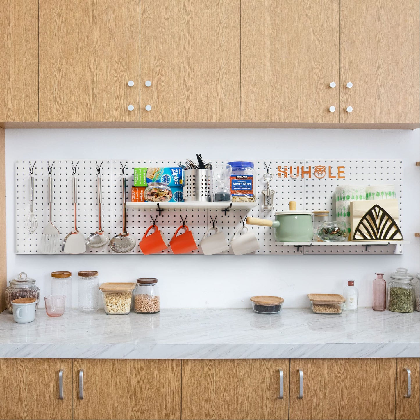 HUHOLE Pegboard Hooks, J-Hook, 1 Inch Silver Pegs 40 Pack, Ideal Display Hooks for Hanging Jewelry, Necklaces, Keys, Small Tools, Will Not Fall Out, Fit 1/8”, 3/16” Peg Boards