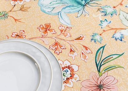 Maison d' Hermine Table Cloth Round Table 100% Cotton 63 Round Inches Tablecloth Reusable Decorative for Dining Kitchen Room Farmhouse Home Gifts for Mothers Day Spring Summer - Luxury Loft - Peach