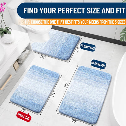 OLANLY Bathroom Rugs - Extra Soft Microfiber Mat | Quick-Dry, Machine Washable, 36x24, Light Blue