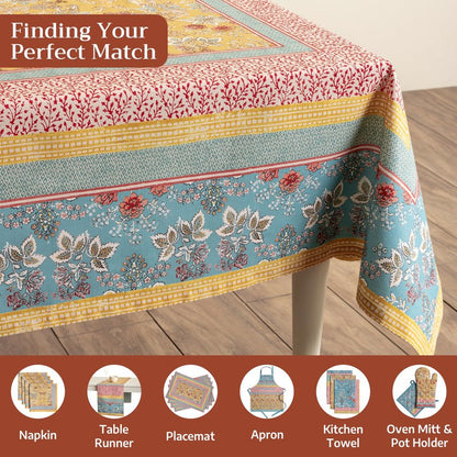 Maison d' Hermine Table Cloth Rectangle Table 100% Cotton 60 x 90 Inches Tablecloth Reusable Decorative for Dining Kitchen Room Farmhouse Home Gifts for Mothers Day Spring Summer - Marquise