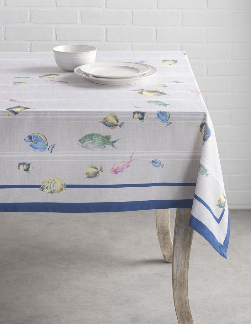 Maison d' Hermine Table Cloth Square Table 100% Cotton 60 x 60 Inches Tablecloth Reusable Decorative for Dining Kitchen Room Farmhouse Home Gifts for Mothers Day Spring Summer - Poisson