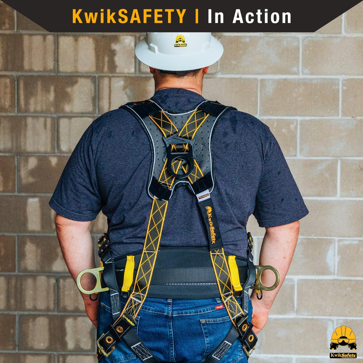 KwikSafety - Charlotte, NC - TYPHOON DiamondBACK Safety Harness [BACK SUPPORT + TONGUE BUCKLES] ANSI OSHA Premium 3 D-Ring Fall Protection Black Full Body Fall Arrest Construction Roofing Gear