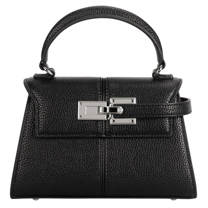 Women's Mini Top-handle Purse - Cute Vegan Leather Vintage Top Handle Bag with Adjustable Strap, Small Fashion Commuter Crossbody Handbag BLACK, Small