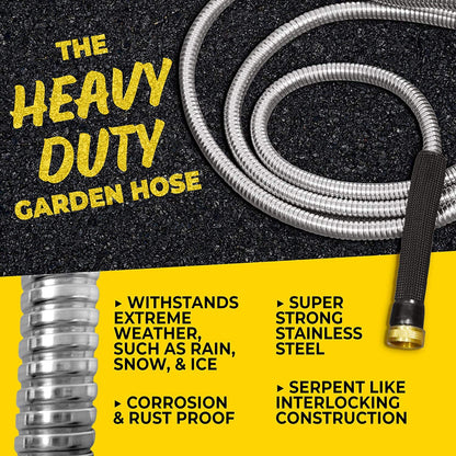 Bionic Steel PRO 75ft Garden Hose with Nozzle, 304 Stainless Steel Metal 75ft Water Hose Flexible Hose, Kink Free, Lightweight & Heavy Duty, Crush Resistant Fitting, Easy Coil, 500 PSI 2025 Model