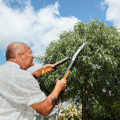 Fiskars 23" Hedge Shears, Hedge Clippers with PowerGear2 Technology that Multiplies Power for Less Effort, Garden Shears with SoftGrip Handles and Shock-Absorbing Bumpers