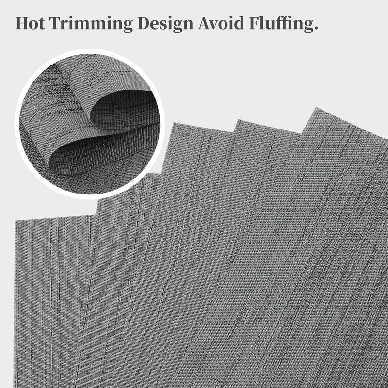 Leetaltree Grey Placemats, Heat Resistant Non-Slip Place mats for Dining Table, Washable Durable PVC Vinyl Woven Table Mats (Set of 20)