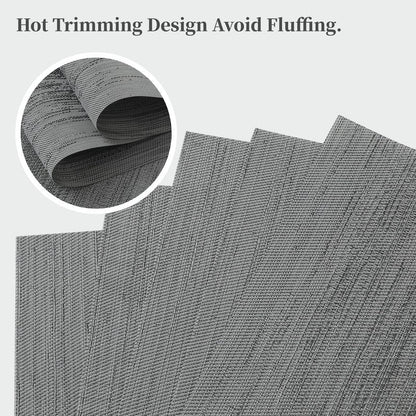 Leetaltree Grey Placemats, Heat Resistant Non-Slip Place mats for Dining Table, Washable Durable PVC Vinyl Woven Table Mats (Set of 20)
