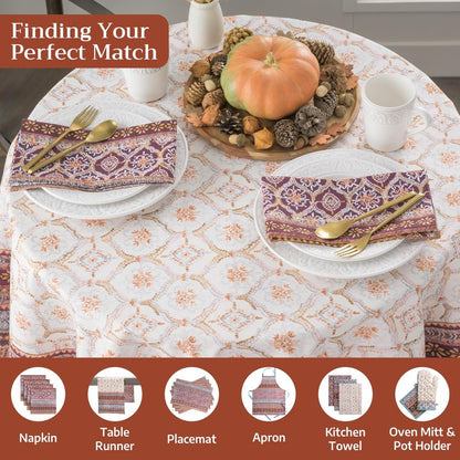 Maison d' Hermine Table Cloth Round Table 100% Cotton 69 Inches Fall Tablecloth Reusable Everyday Use for Thanksgiving Christmas Decorations Dining Farmhouse Party (Fair Isle)