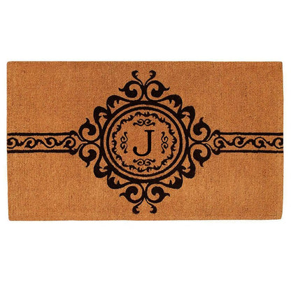 Calloway Mills 180072436J Garbo Monogram Doormat, Extra-Thick 2' x 3' x 1.50" (Letter J), Natural/Black