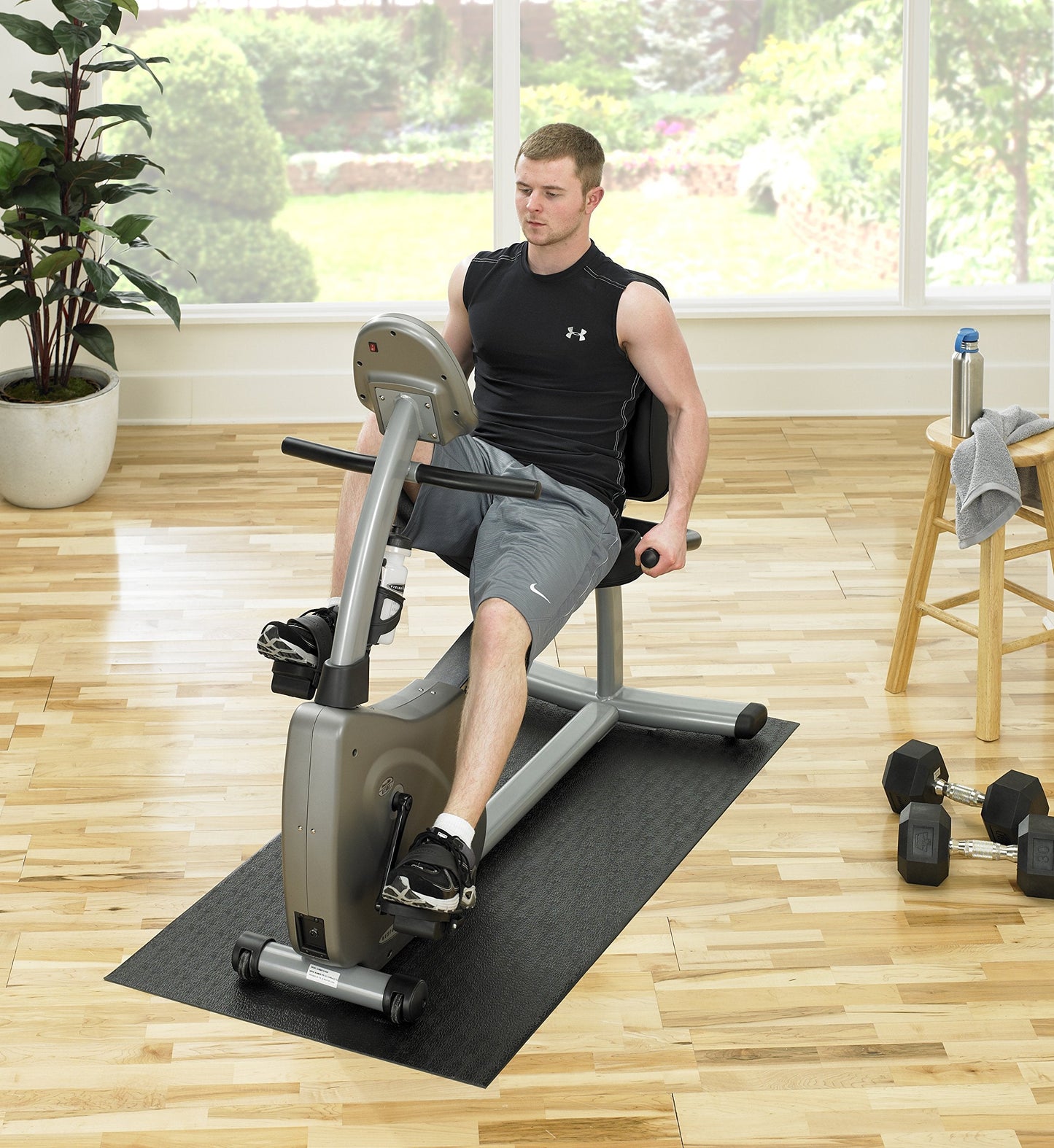 Supermats Heavy Duty Equipment Mat 13GS Made in U.S.A. for Indoor Cycles Recumbent Bikes Upright Exercise Bikes and Steppers (2.5 Feet x 5 Feet) (30-Inch x 60-Inch) (76.2 cm x 152.4 cm) , Black