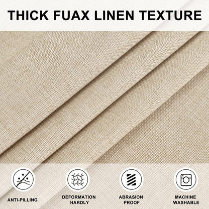 Hiasan Round Linen Tablecloth 60 Inch - Table Cloth Round Tablecloth Wrinkle and Stain Resistant Washable Polyester Fabric for Dining Room Kitchen Party, Beige