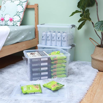 Citylife 32 QT Plastic Storage Bins - Stackable Latching Containers for Garage, Closet & Kitchen | 4 Pack