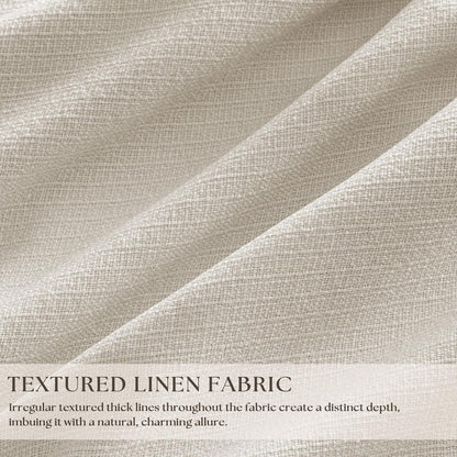 Skiennix 100% Blackout Linen Curtains - 96 Inch Length | Light Blocking Dual Layer Drapes in Cream Ivory