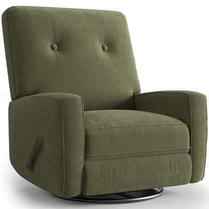 Garvee Nursery Recliner Chair, 360° Swivel Rocking Glider Chair for Adults with Adjustable Backrest & Footrest, Cozy Corduroy Upholstered Armchair for Living Rooms, Bedrooms, Apartments, Green