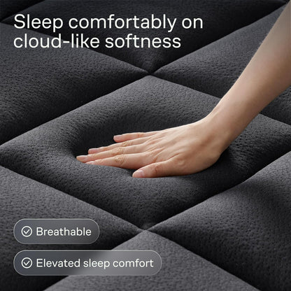 Niagara Sleep Solution Full Size Mattress Topper - Ultra Soft Bamboo Pillow Top for Back Pain Relief | Naturally Cooling, Black