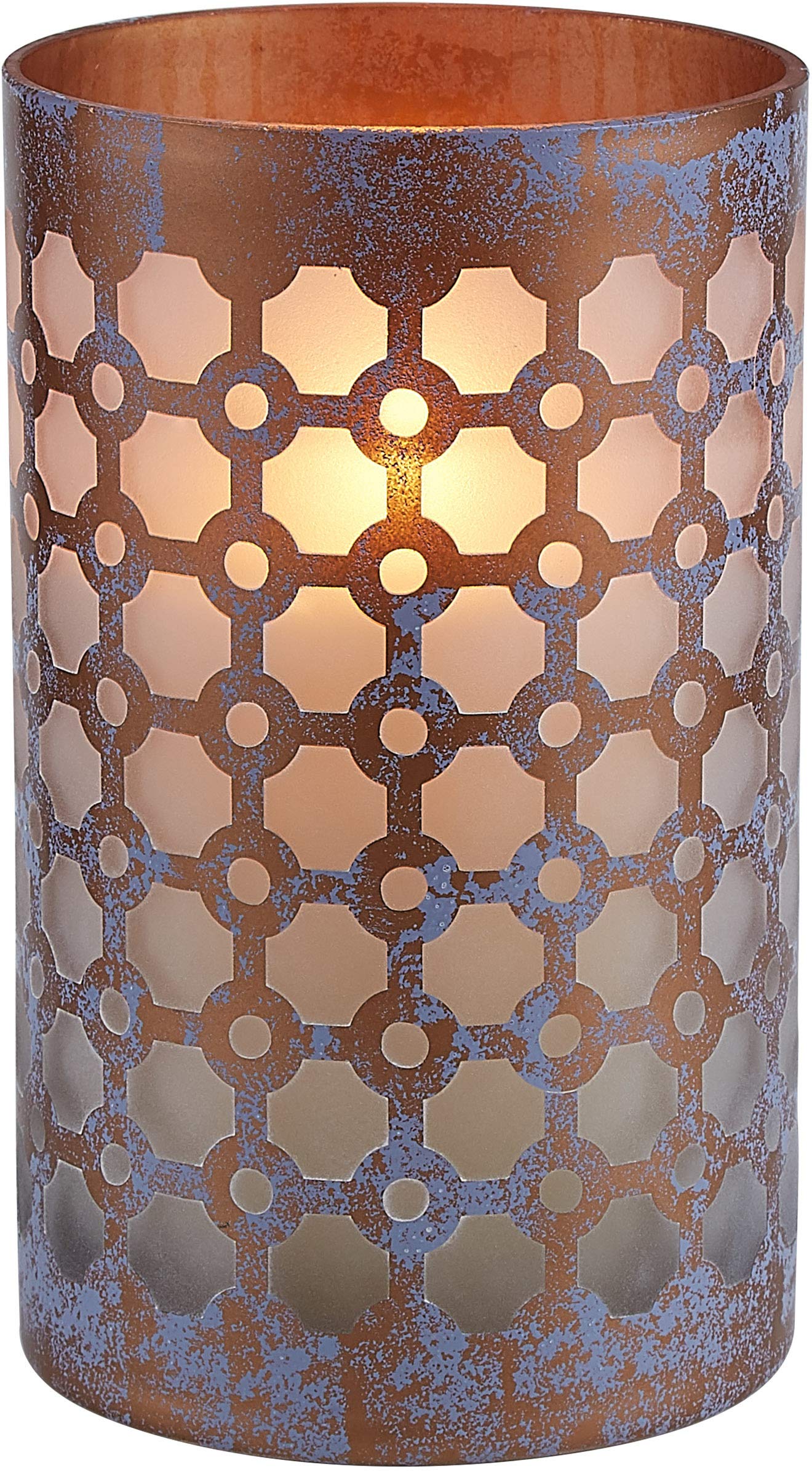 Pavilion Gift Company - Bronze and Purple Sponge Patterned Frosted Glass Candle Accessories Rounded Jar Candle Tray (Jar Holder)