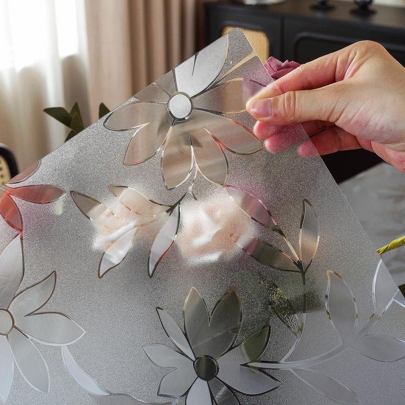 OstepDecor Floral Table Protector 36 x 60 Inch, 1.5mm Thick Plastic Table Cover, Waterproof Dining Tabletop Protector Rectangle Vinyl Tablecloth PVC Desk Pad Mat for Kitchen, Wooden Table