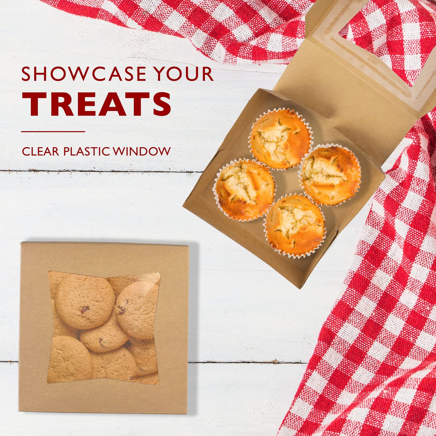 Fit Meal Prep 25 Pack Bakery Boxes with Window 6x6x5