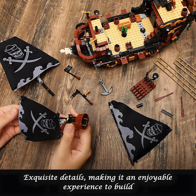 1328 Piece Pirate Ship Mini Building Kit Creative Blocks of The Caribbean Adventure Construction Kits Perfect Bricks Gift for Teens Not Compatible with Major Brands