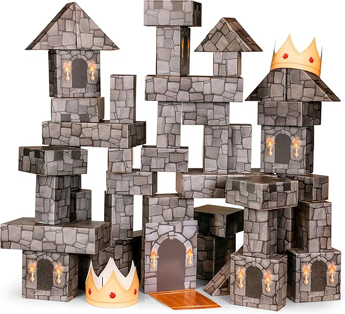National Geographic Jumbo Cardboard Building Blocks – 45-Pc. Extra-Thick Cardboard Bricks for Kids Build a Castle Play House Indoor Playhouse Large Building Blocks Kids Giant Blocks