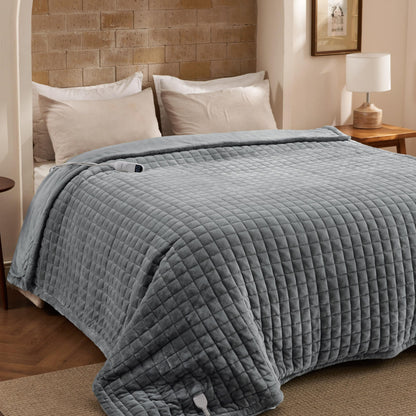 Bedsure Electric Blanket King Size - Dual Control Heated Blanket King Size, Fast Heating with 10 Time Settings & 10 Heat Settings, Warm Gift for Grandma (100x90 inches, Grey)