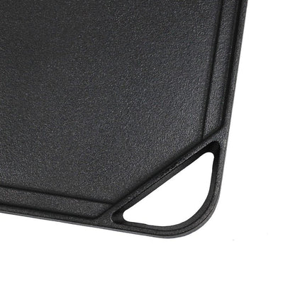Cast Iron Griddle (20" by 10"), Reversible, Pre-Seasoned, Grill and Griddle Combo Pan, BBQ, Campfire, fits over two stovetop burners