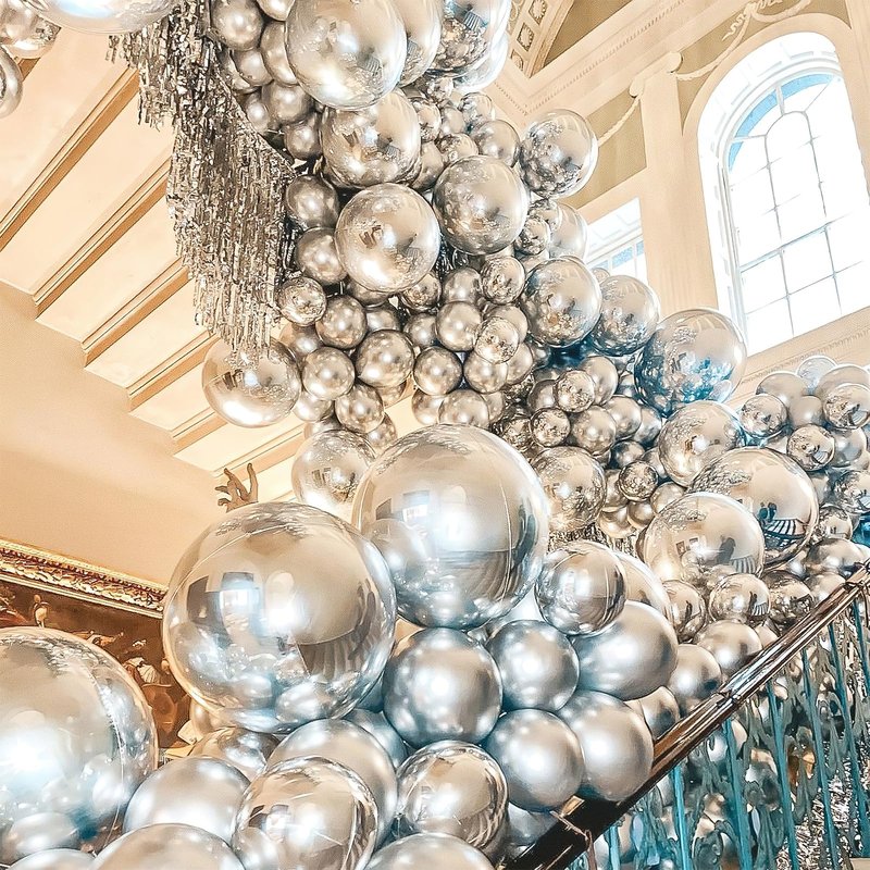 PartyWoo Metallic Silver Balloons 4pcs 36 Inch Large Big Jumbo Giant Silver Chrome Balloons for Graduation Wedding Baby Shower Bachelorette Anniversary Birthday Party Decorations Silver-G102