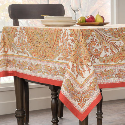 Maison d' Hermine Table Cloth Rectangle Table 100% Cotton 70 x 108 Inches Fall Tablecloth Reusable Everyday Use for Thanksgiving Christmas Decorations Dining Farmhouse Party (Kashmir Paisley)