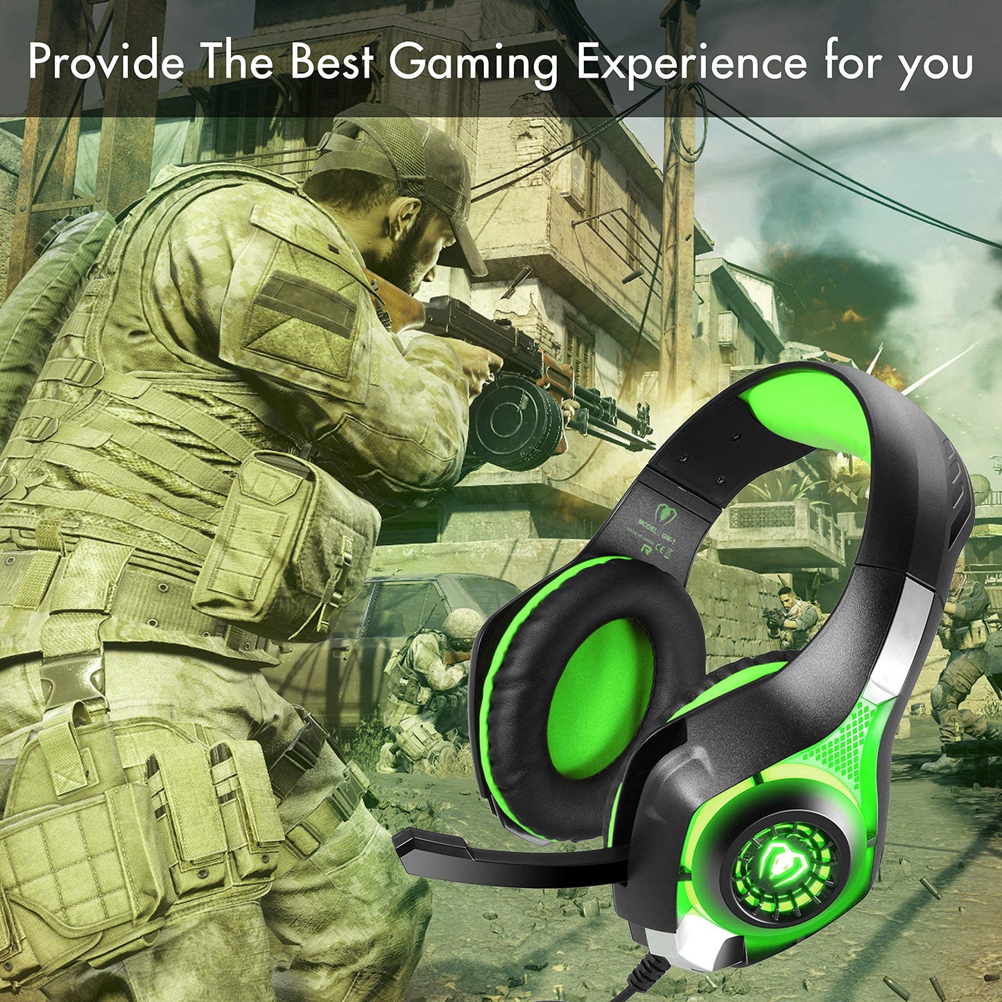 BlueFire Stereo Gaming Headset with Microphone for PS5 PS4 Xbox One Switch PC Mac – Wired Over-Ear Headphones with Surround Sound, Soft Memory Foam, Noise Canceling Mic, Light, 3.5mm Jack (Green)