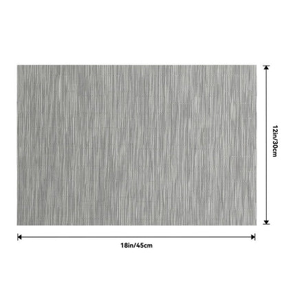 Leetaltree Silver Placemats Set of 12 - Heat Resistant Non-Slip Place mats for Dining Table, Washable Durable PVC Vinyl Woven Table Mats（Sliver, 12）