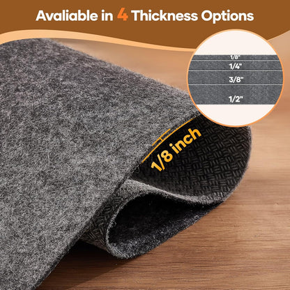 Veken Non-Slip Cushioned Rug Pad - 6 Ft Felt & Silicone Backing for Hardwood Floors | 1/8" Thick Anti-Skid Mat