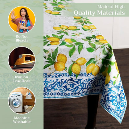 Maison d' Hermine Table Cloth Rectangle Table 100% Cotton 70 x 108 Inches Tablecloth Reusable Decorative for Dining Kitchen Room Farmhouse Home Gifts for Mothers Day Spring Summer - Cedrat