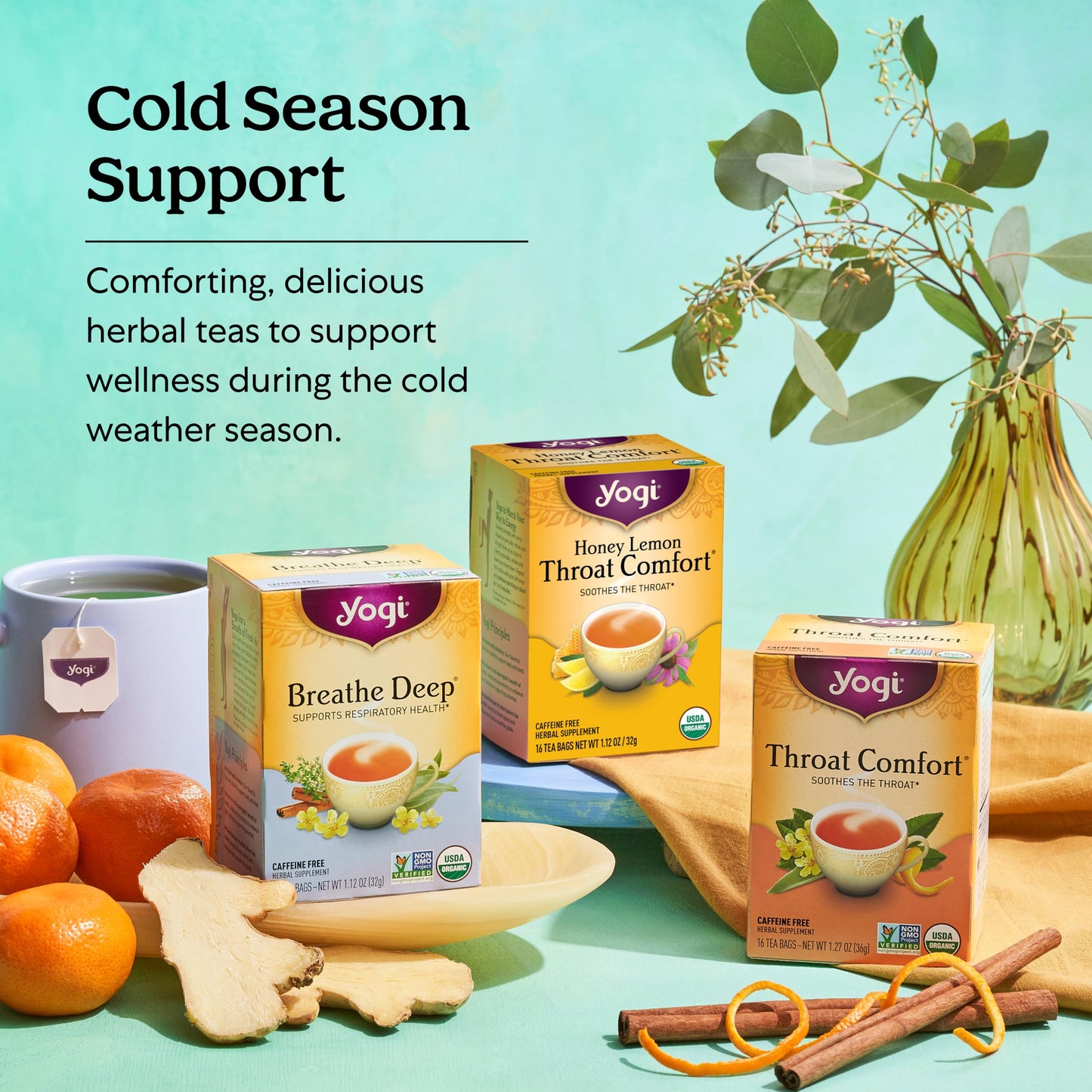 Yogi Tea Honey Lemon Throat Comfort - 16 Bags per Pack (4 Packs) - Soothing Organic Honey Tea - Includes Lemongrass, Peppermint Leaf, Licorice Root, Wild Cherry Bark, Black Pepper & More