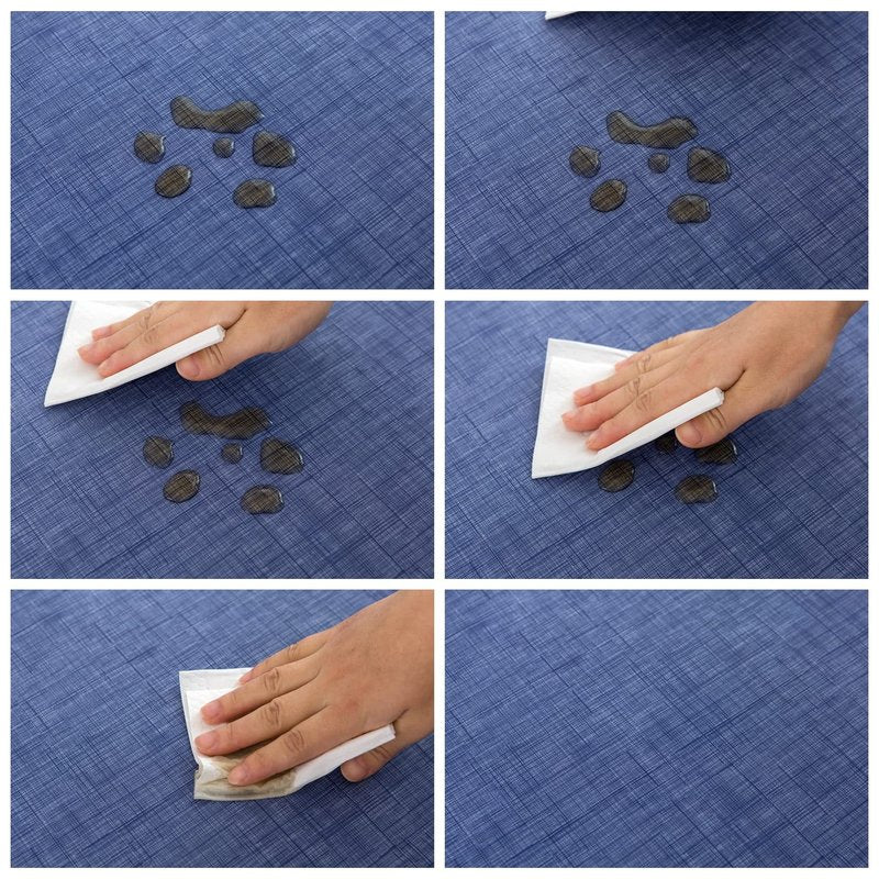 Pioggia Vinyl Tablecloth with Flannel Backing Rectangle Waterproof Oil-Proof Plastic Table Cloth Wipeable PVC Table Cover for Indoor and Outdoor (Blue, 60 x 84 Inch)