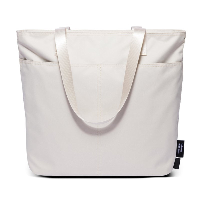 Simple Modern Tote Bag for Women | Medium Water-Resistant Laptop Purse with Compartments and Zipper Top | Shoulder Bag with Pockets for Work, Travel & School | Almond Birch