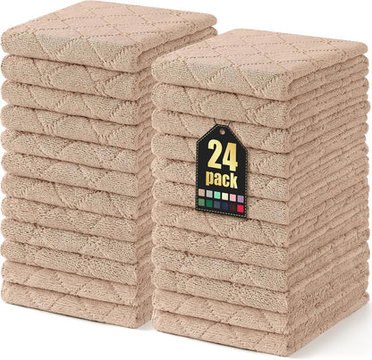 Homaxy 12 Pack Kitchen Dish Cloths (10 x 10 Inches, Grey), Super Soft and Absorbent Coral Velvet Dish Towels, Nonstick Oil Fast Drying Microfiber Cleaning Cloth, No Lint Household Dishcloths