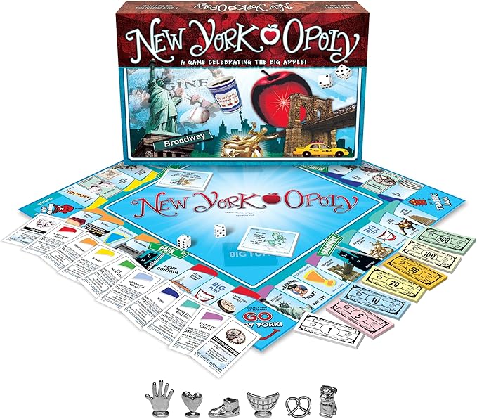Late for The Sky New York Opoly – Property Trading Family Board Game 2–6 Players NYC Landmarks Educational City Theme Fast Play 60-Minute Option Ages 8+ Great Gift &amp Souvenir