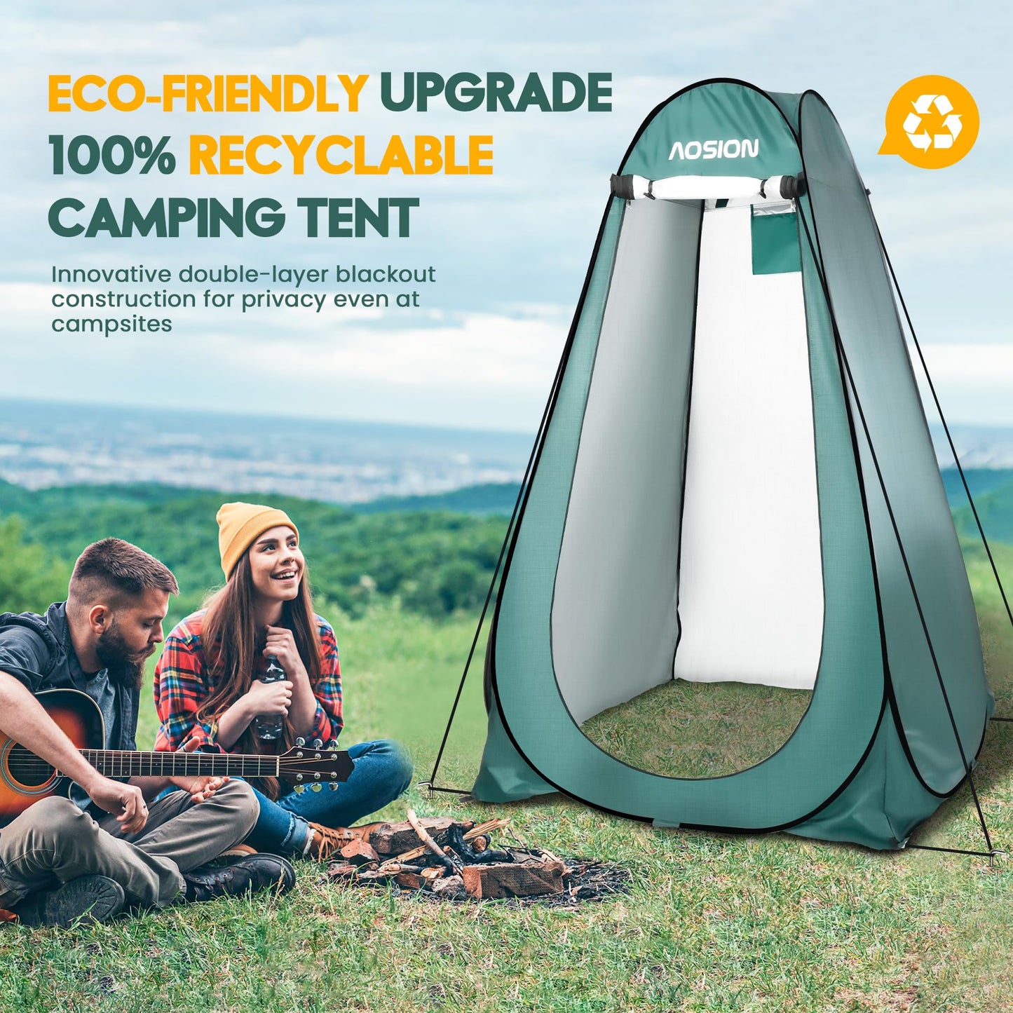 AOSION Privacy Shower Tent,Pop Up Changing Tent,Camp Bathroom Changing Dressing Room,Sun Sunshade Canopy Outdoor Rain Shelter for Camping Hiking Beach Picnic Fishing. (Army Green)