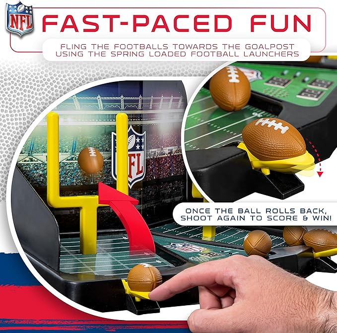 Franklin Sports Mini Football Field Goal Tabletop Game - Flying Field Goal Mini Football for Kids + Adults - Fun Indoor Sports Table Game for All Ages - Tabletop Toy