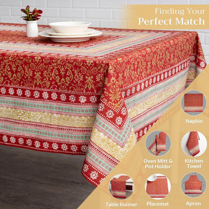 Maison d' Hermine Table Cloth Rectangle Table 100% Cotton 70 x 120 Inches Fall Tablecloth Reusable Everyday Use for Thanksgiving Christmas Decorations Dining Farmhouse Party (Sofia)