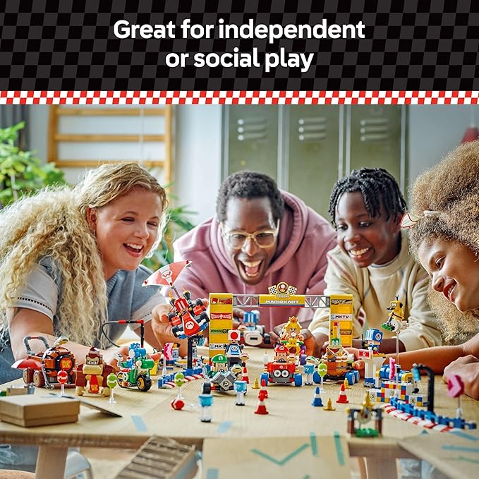 LEGO Super Mario: Mario Kart Toad's Garage - Nintendo Toy Building Set for Kids Boys &amp Girls Ages 8+ - Collectible Mario Kart Toy for Fans with 2 Blue Toad Figures - Gift Idea for Birthdays - 72